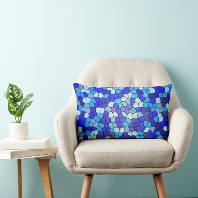 Shades of Blue Stained Glass by Shirley Taylor Lumbar Cushion (Chair)