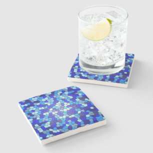 Shades of Blue Stained Glass by Shirley Taylor Stone Coaster