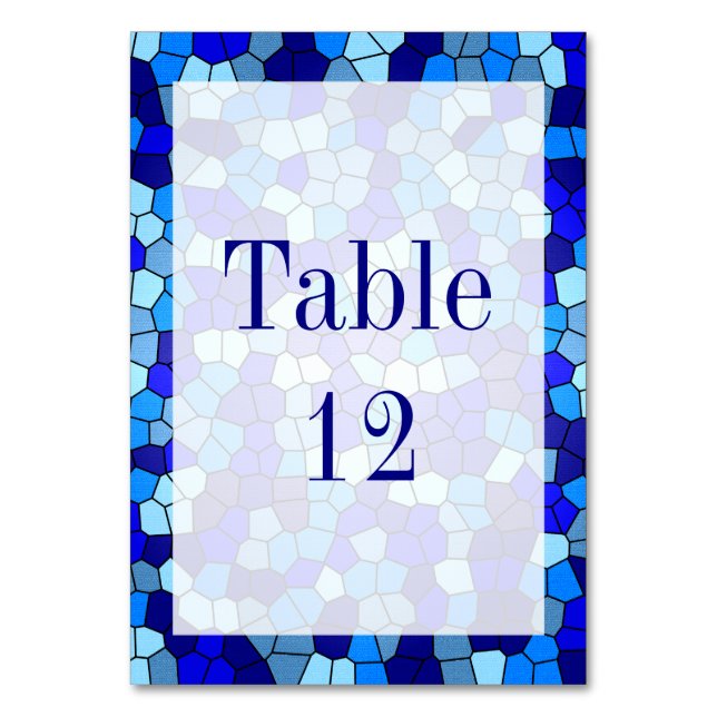 Shades Of Blue Stained Glass by Shirley Taylor Table Number (Front)