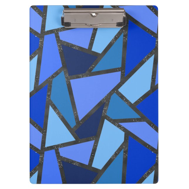 Shades of blue stained glass pattern clipboard (Front)