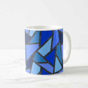 Shades of blue stained glass pattern coffee mug