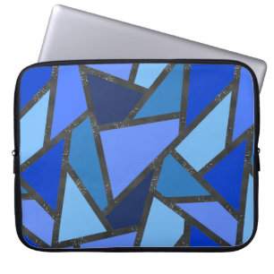 Shades of blue stained glass pattern laptop sleeve