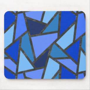 Shades of blue stained glass pattern mouse pad