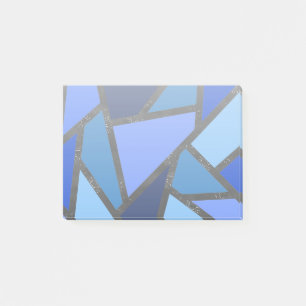 Shades of blue stained glass pattern post-it notes