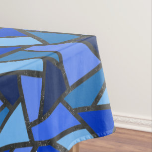 Shades of blue stained glass pattern tablecloth