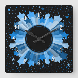 Shades Of Blue Starburst Wall Clock