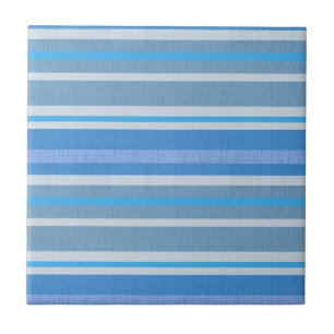 Shades of Blue Striped Ceramic Tile