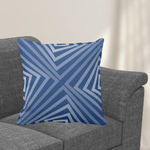 Shades Of Blue, Striped Pattern - Throw Pillow