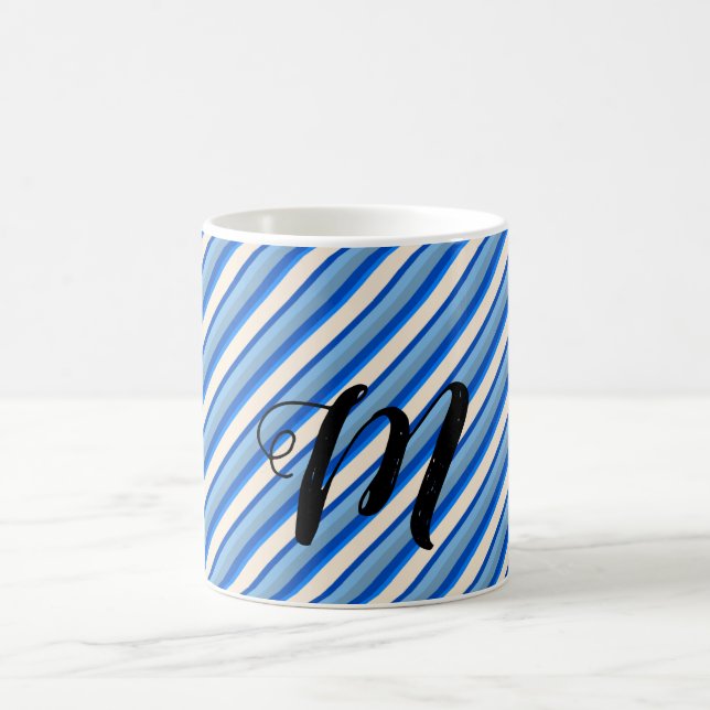 Shades of Blue Stripes Coffee Mug (Center)