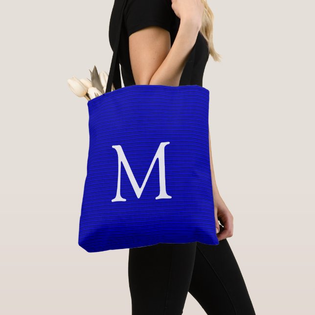 Shades of Blue Stripes Tote Bag (Close Up)