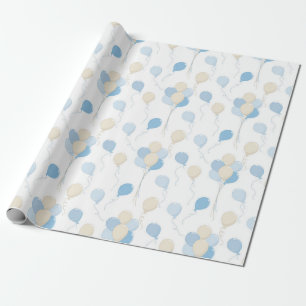 SHADES OF BLUE & TAN BALLOONS WRAPPING PAPER