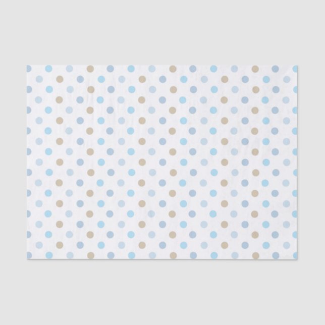 SHADES OF BLUE & TAN POLKA DOTS TISSUE PAPER (Front)