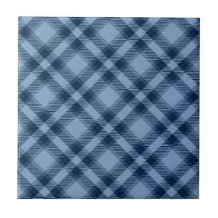 Shades of Blue Tartan Pattern Ceramic Tile
