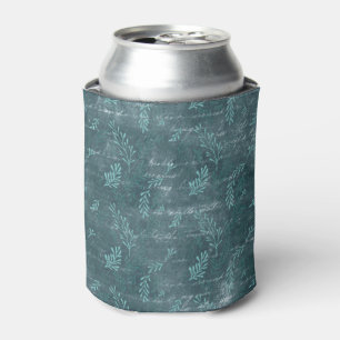 Shades Of Blue Teal Handwriting Text Vintage Can Cooler