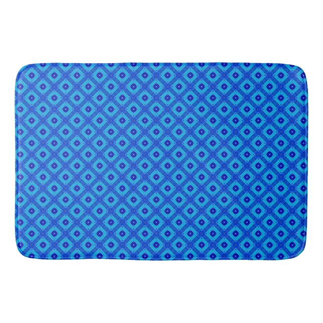 Shades of Blue Tile Bath Mat (Front)