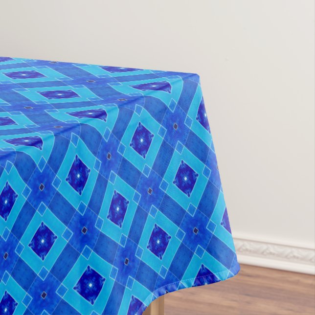 Shades of Blue Tile Tablecloth (In Situ)