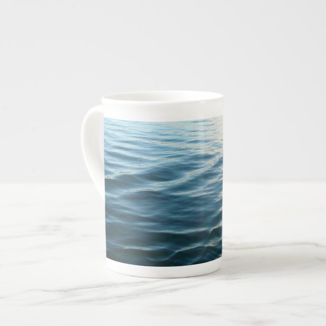 Shades of Blue Water Abstract Nature Photography Bone China Mug (Front Left)