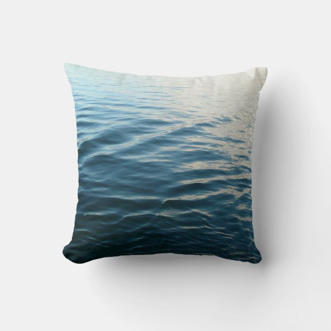 Shades of Blue Water Abstract Nature Photography Cushion (Front)