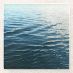Shades of Blue Water Abstract Nature Photography Glass Coaster