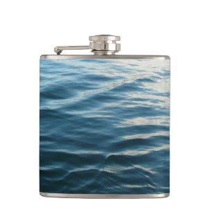 Shades of Blue Water Abstract Nature Photography Hip Flask