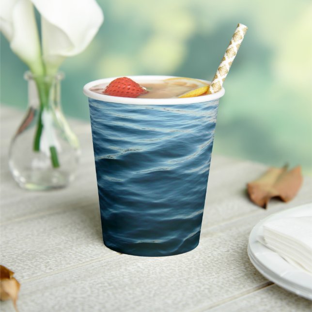 Shades of Blue Water Abstract Nature Photography Paper Cups (Insitu)