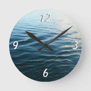 Shades of Blue Water Abstract Nature Photography Round Clock