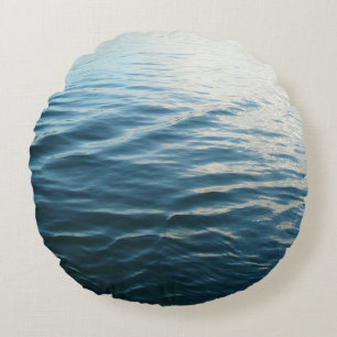 Shades of Blue Water Abstract Nature Photography Round Cushion
