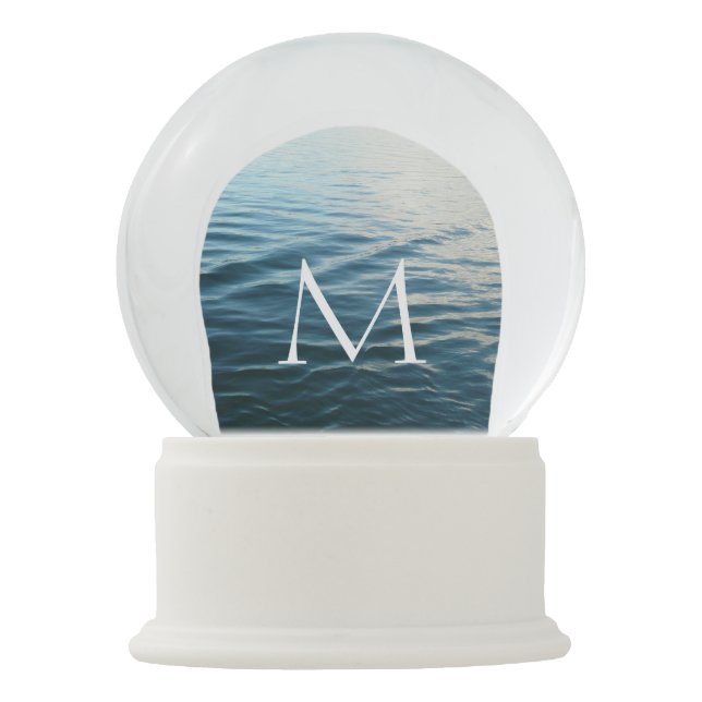 Shades of Blue Water Abstract Nature Photography Snow Globe (Front)