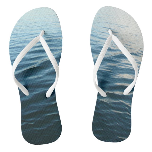Shades of Blue Water Abstract Nature Photography Thongs (Footbed)