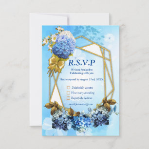 Shades of Blue Watercolor Hydrangeas RSVP Card