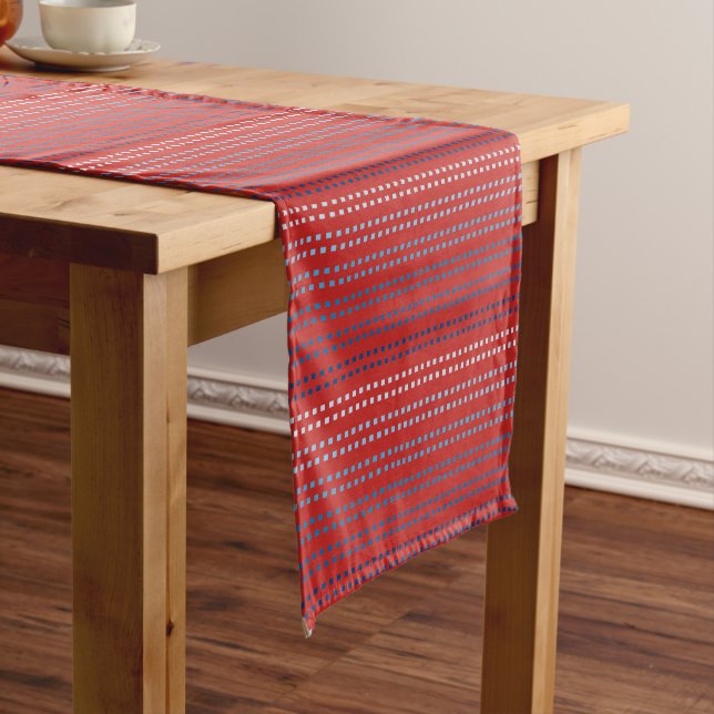 Shades of Blue with Changeable Background Colour Short Table Runner (In Situ)