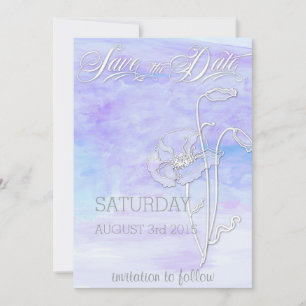 SHADES OF BLUES WATERCOLOR POPPIES SAVE the DATE