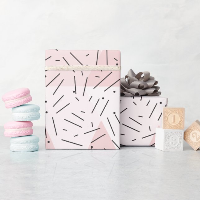 Shades of Blush Pink Abstract Triangle   Wrapping Paper (Baby Shower)