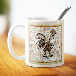 Shades of Brown and Black Mosaic Chicken Art Coffee Mug