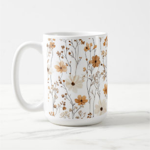 SHADES OF BROWN AND WHITE FALL WILDFLOWERS COFFEE MUG