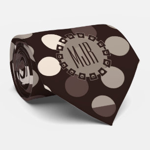 Shades of Brown Bold Polka Dots Monogram Tie