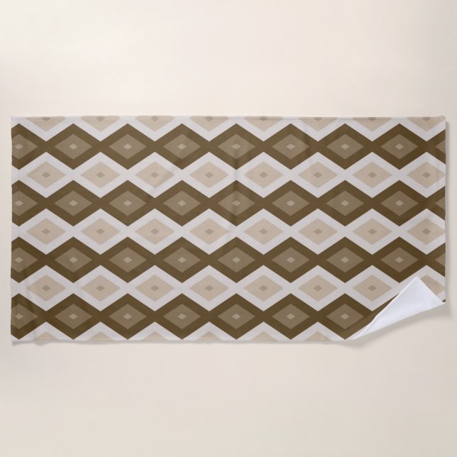 Shades of brown diamond pattern beach towel (Front)