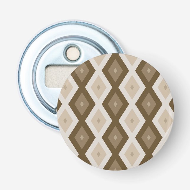 Shades of brown diamond pattern bottle opener (Front)