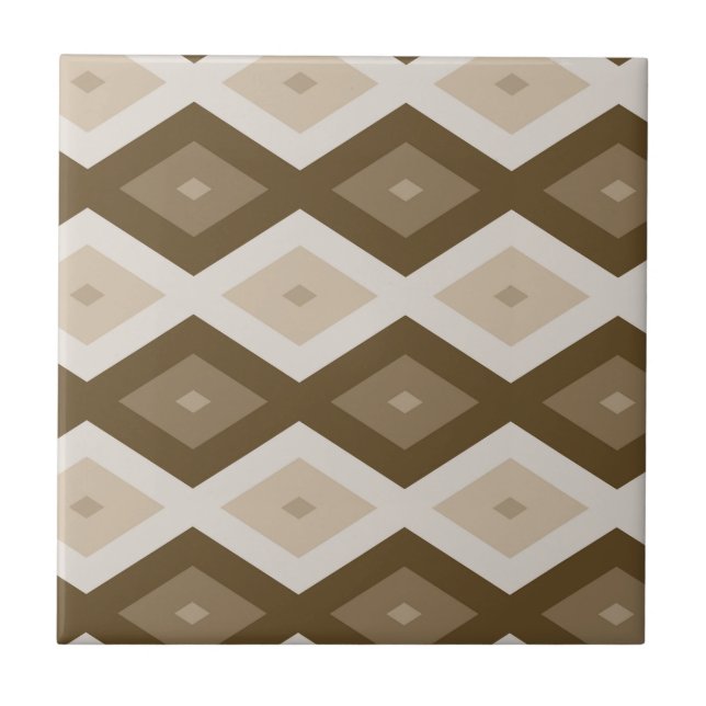 Shades of brown diamond pattern ceramic tile (Front)