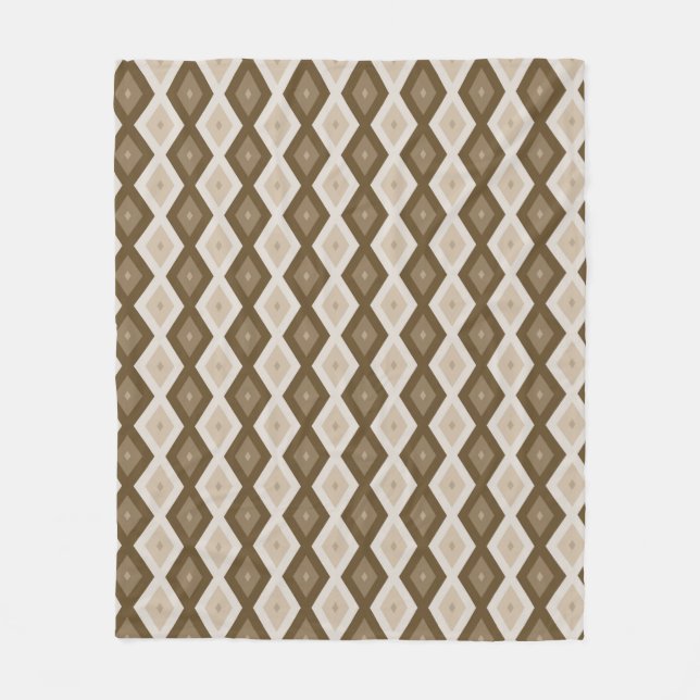 Shades of brown diamond pattern fleece blanket (Front)