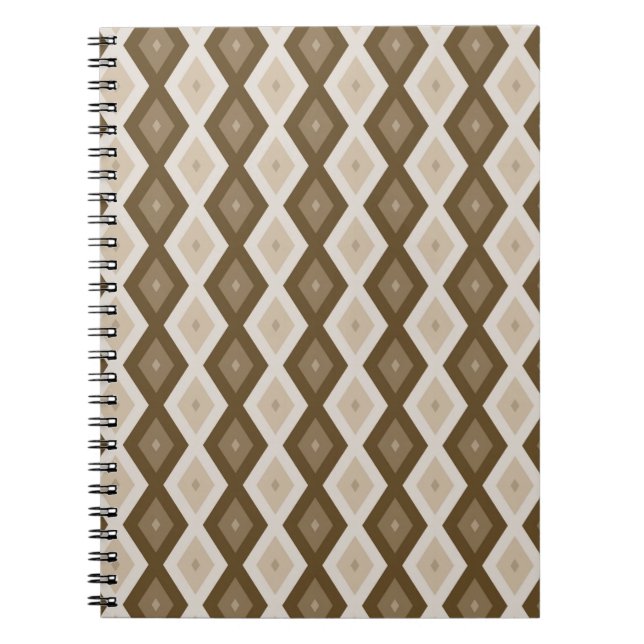 Shades of brown diamond pattern notebook (Front)
