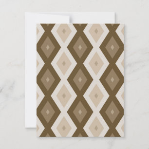 Shades of brown diamond pattern RSVP card