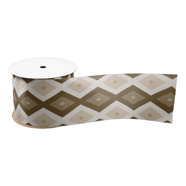 Shades of brown diamond pattern satin ribbon (Spool)