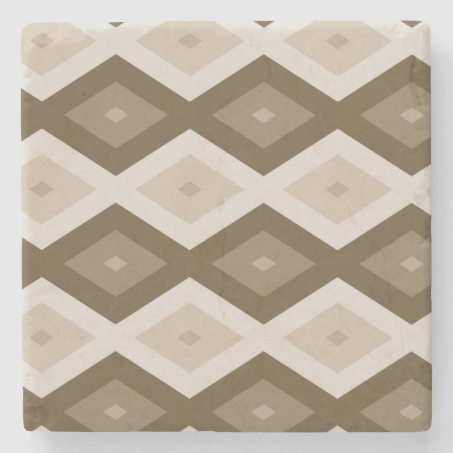Shades of brown diamond pattern stone coaster (Front)