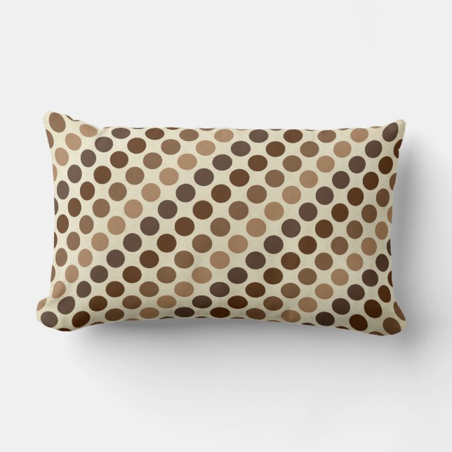 Shades of Brown Polka Dots by Shirley Taylor Lumbar Cushion (Front)