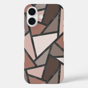 Shades of brown stained glass pattern iPhone 16 case