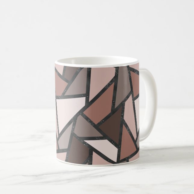 Shades of brown stained glass pattern coffee mug (Front Right)