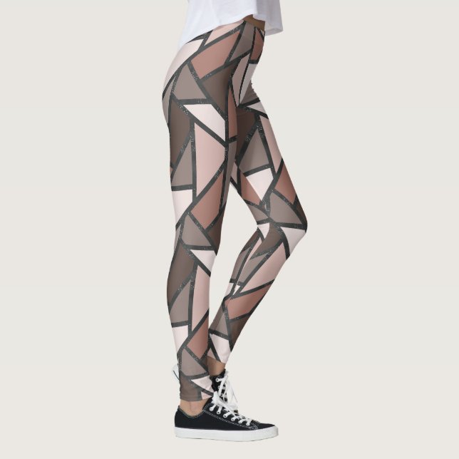 Shades of brown stained glass pattern leggings (Right)