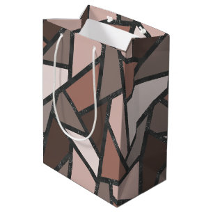 Shades of brown stained glass pattern medium gift bag