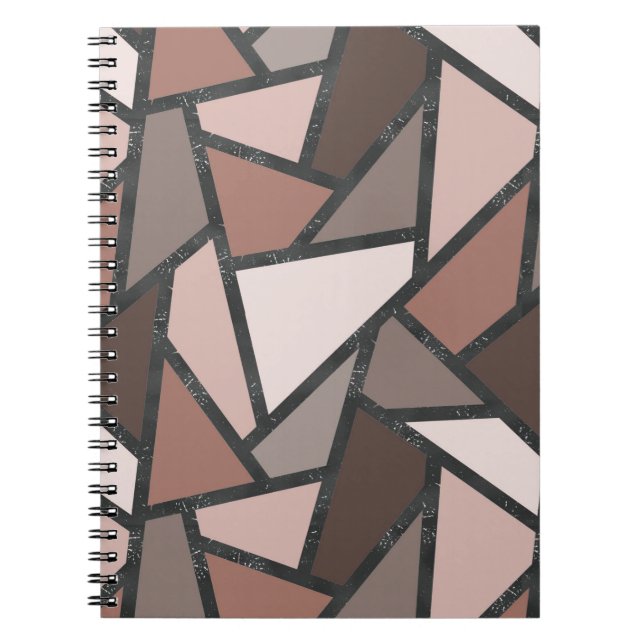 Shades of brown stained glass pattern notebook (Front)